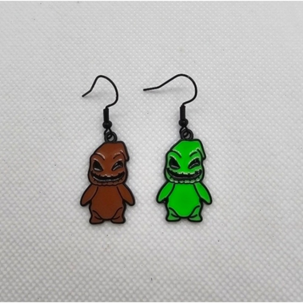 Oogie Boogie Nightmare Before Christmas Earrings Hypoallergenic Green & Brown